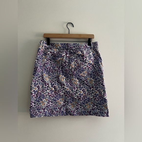Talbots Floral A-Line Skirt Size 8 Purple Cotton Knee Length Classic Preppy - Picture 5 of 5